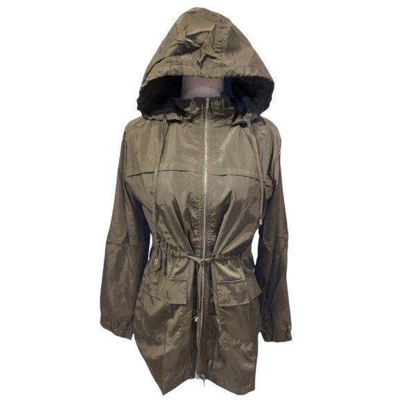 Zeagoo Tunic Anorak Windbreaker Jacket Hooded Olive Green Medium Zipper - Picture 1 of 4